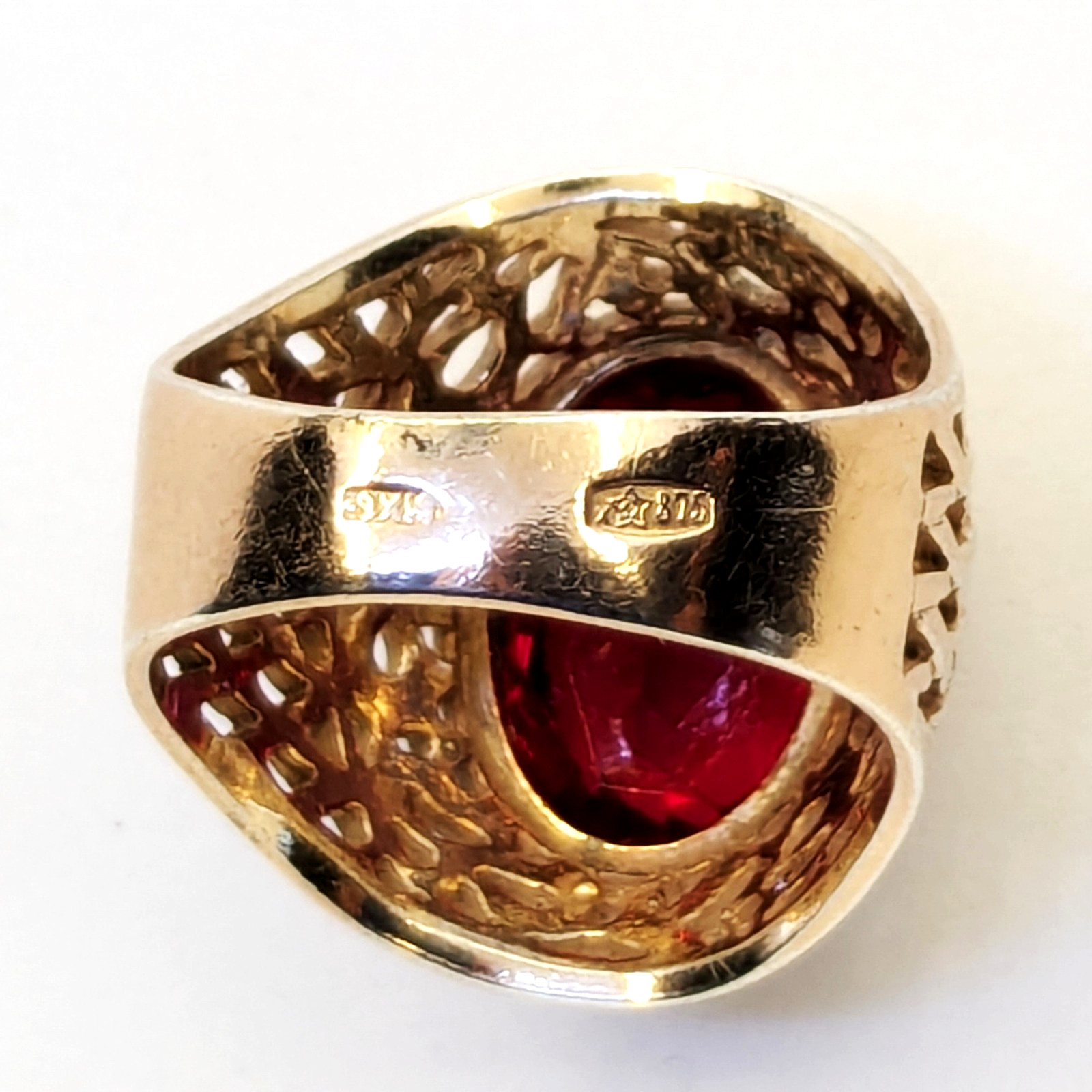 Vintage Soviet RING Silver⭐875 stamp Star USSR with Large Ruby -8US (18.5mm)| #8