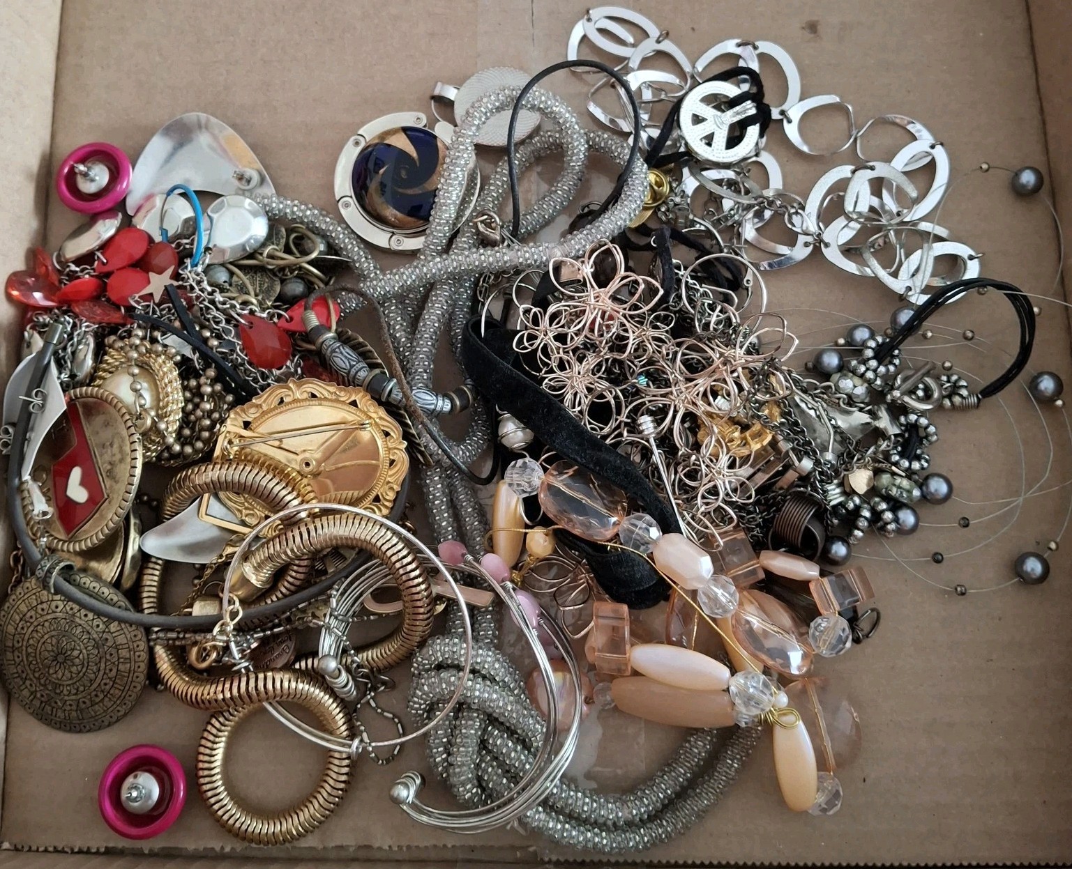1+ Pound Vintage to Modern Jewelry Lot Wearables Necklaces Earrings Mixed