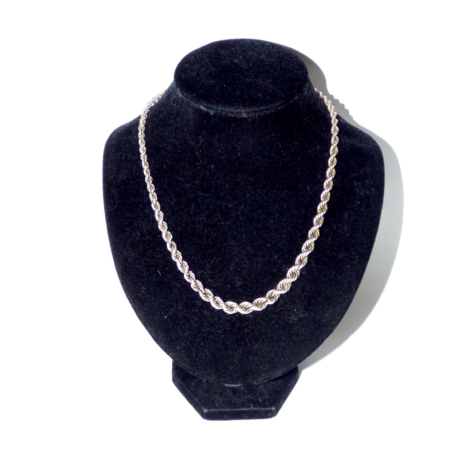 Vintage Italian 925 Sterling Silver Graduated Rope Chain Necklace 45cm 16g