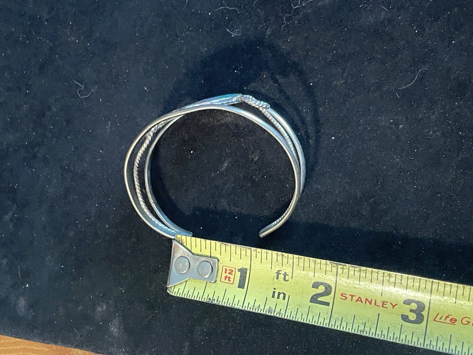 Vintage Alpaca Mexico Silver-Tone Mixed Metal Turquoise Small Cuff Bracelet