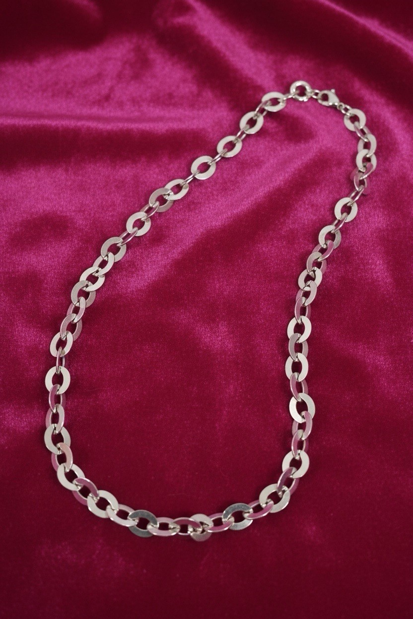 Vintage 925 Sterling Silver Flat Oval Cable Link Chain By PC 20”