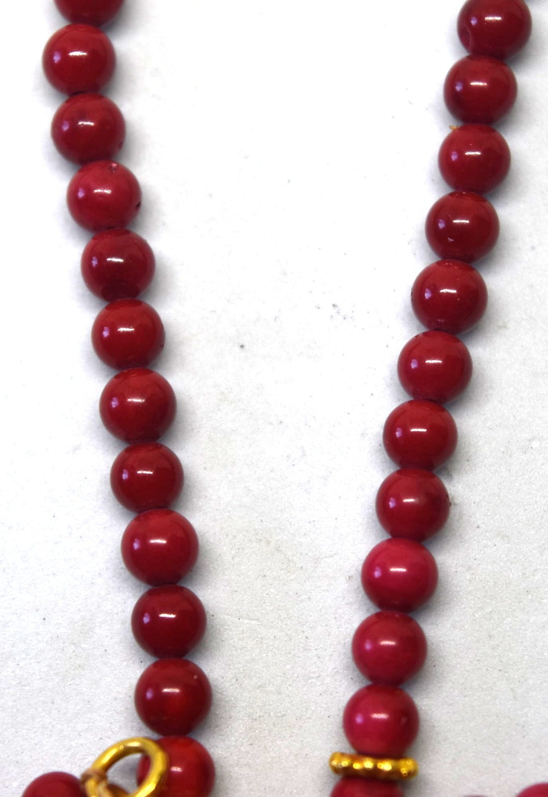 18K Yellow Gold and Natural Untreated Blood Red Coral Rooster Necklace 17″ Long
