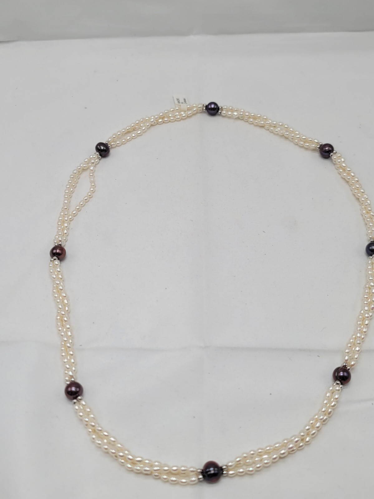 IPS Pearl 3 Strand Sterling Silver Necklace HSN Jewelry New In Box