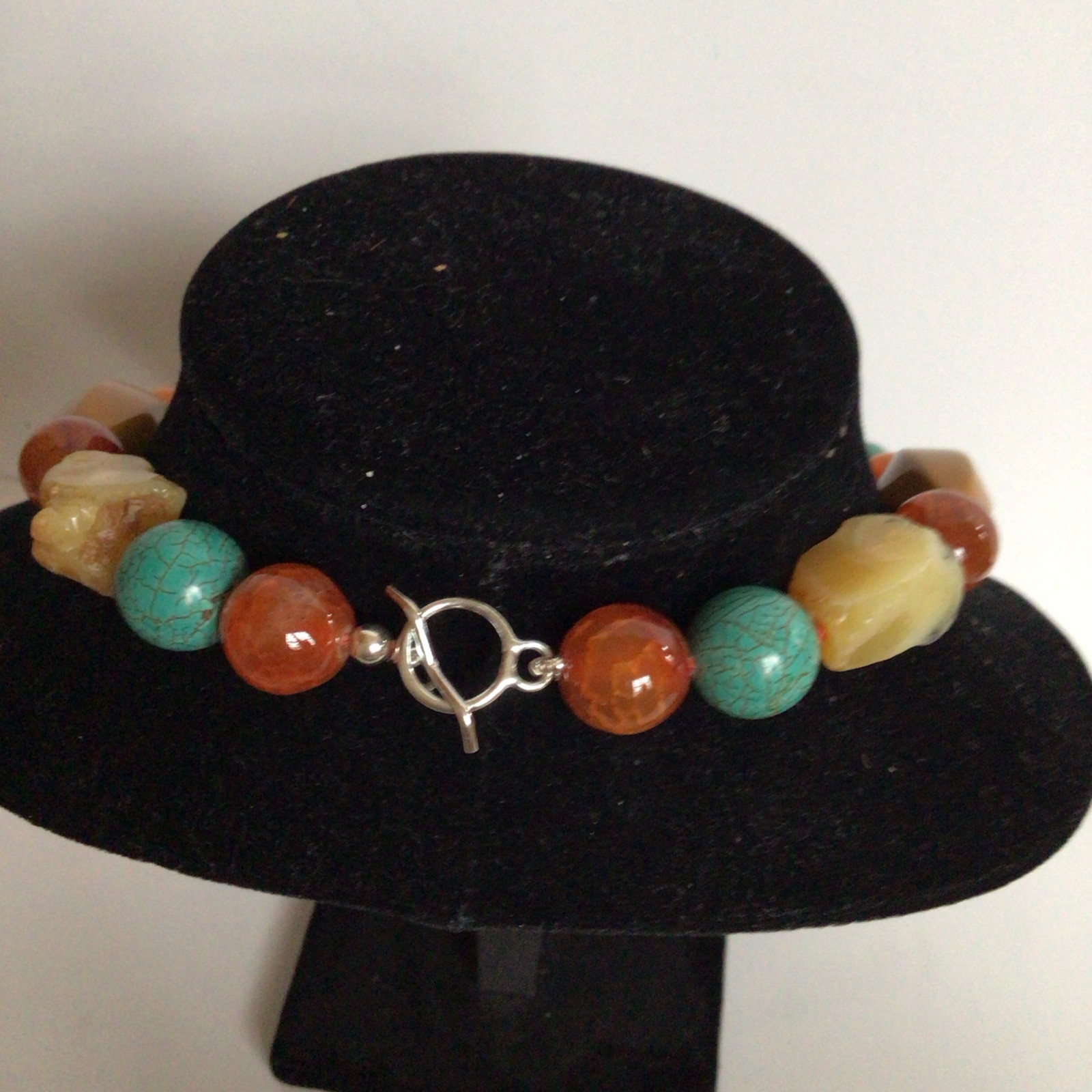 GORGEOUS SEBBAG VON MUSULIN NECKLACE PENDANT STERLING BEAUTIFUL TURQUOISE ROCKS