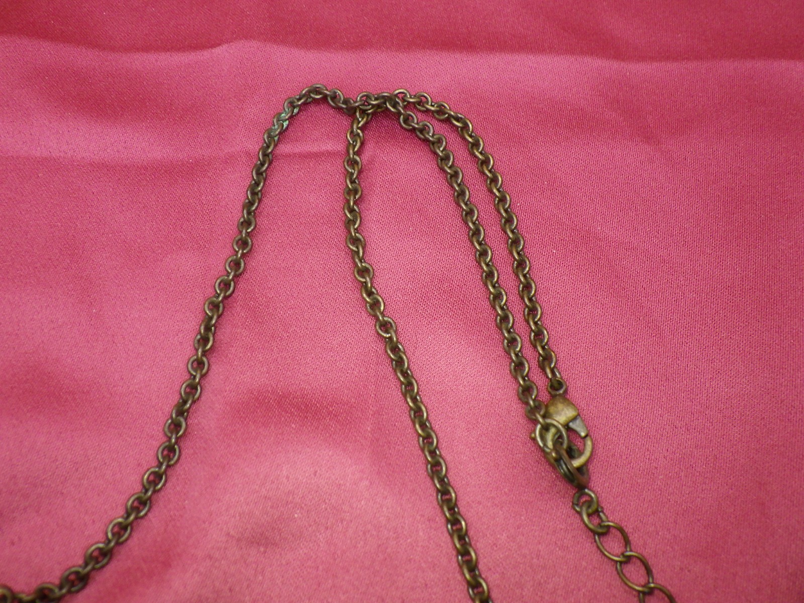 Vintage Style N R Multi-Color Jewel Teardrop Necklace 19″ Antique Bronze Tone