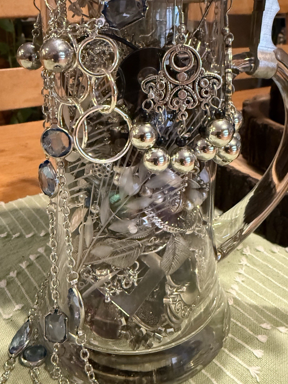 Mystery Jewelry Stein Jar Mixed Wearable Vintage to Modern Silver Tone