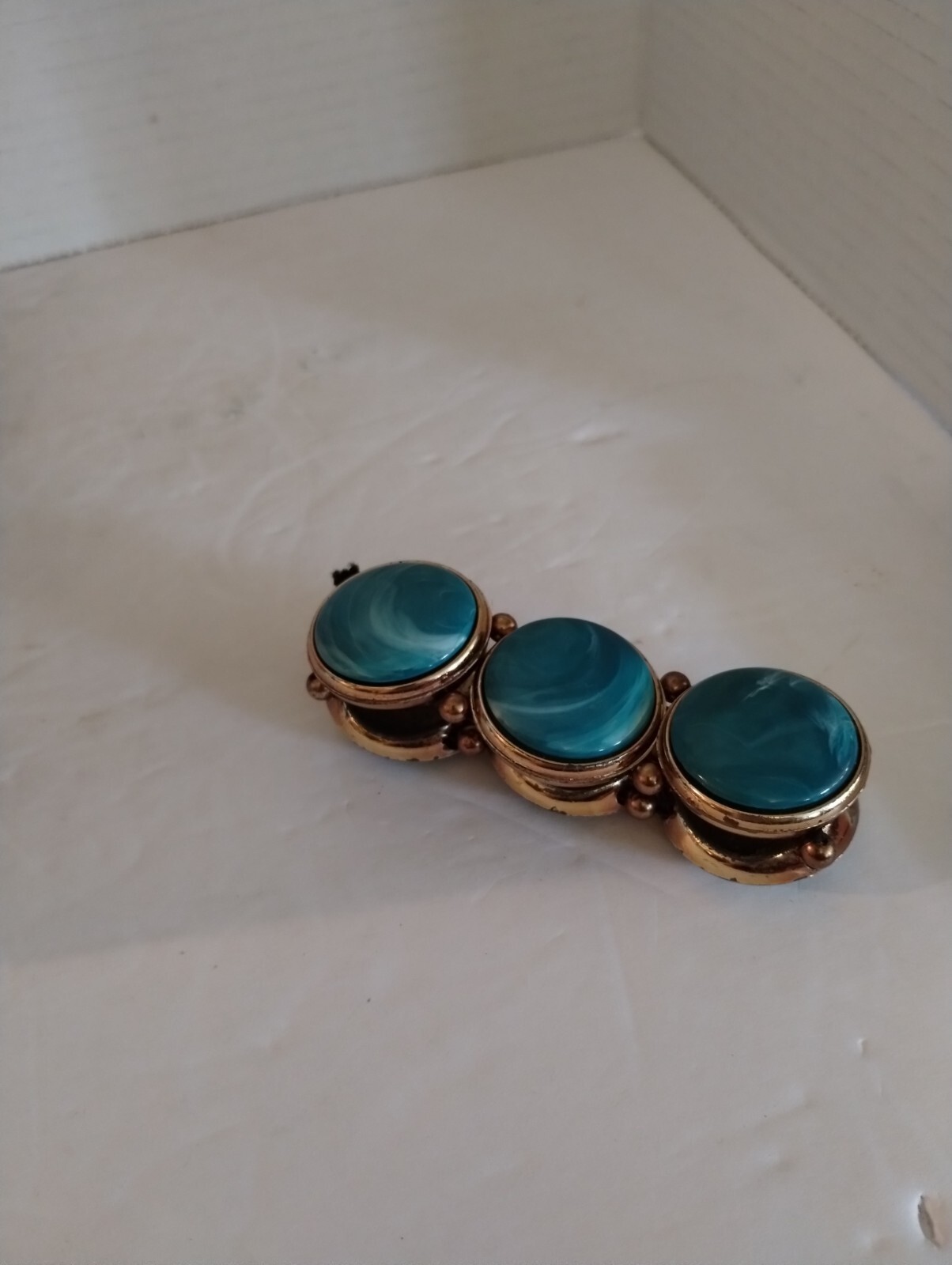 Vintage Intake 7.5 In. Mint Costume Jewelry Gold& FauxTurquoisBracelet