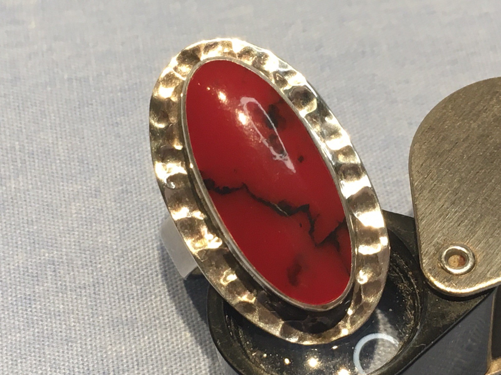 Vintage Sterling 925 Red Jasper Mexico ATI Size 7