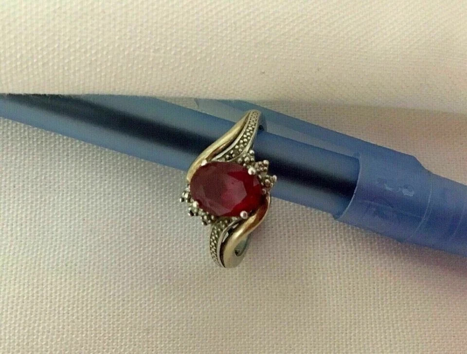Lab Created Diamond Art Deco 2Ct Oval Cut Red Garnet Engagement 925 Silver Ring