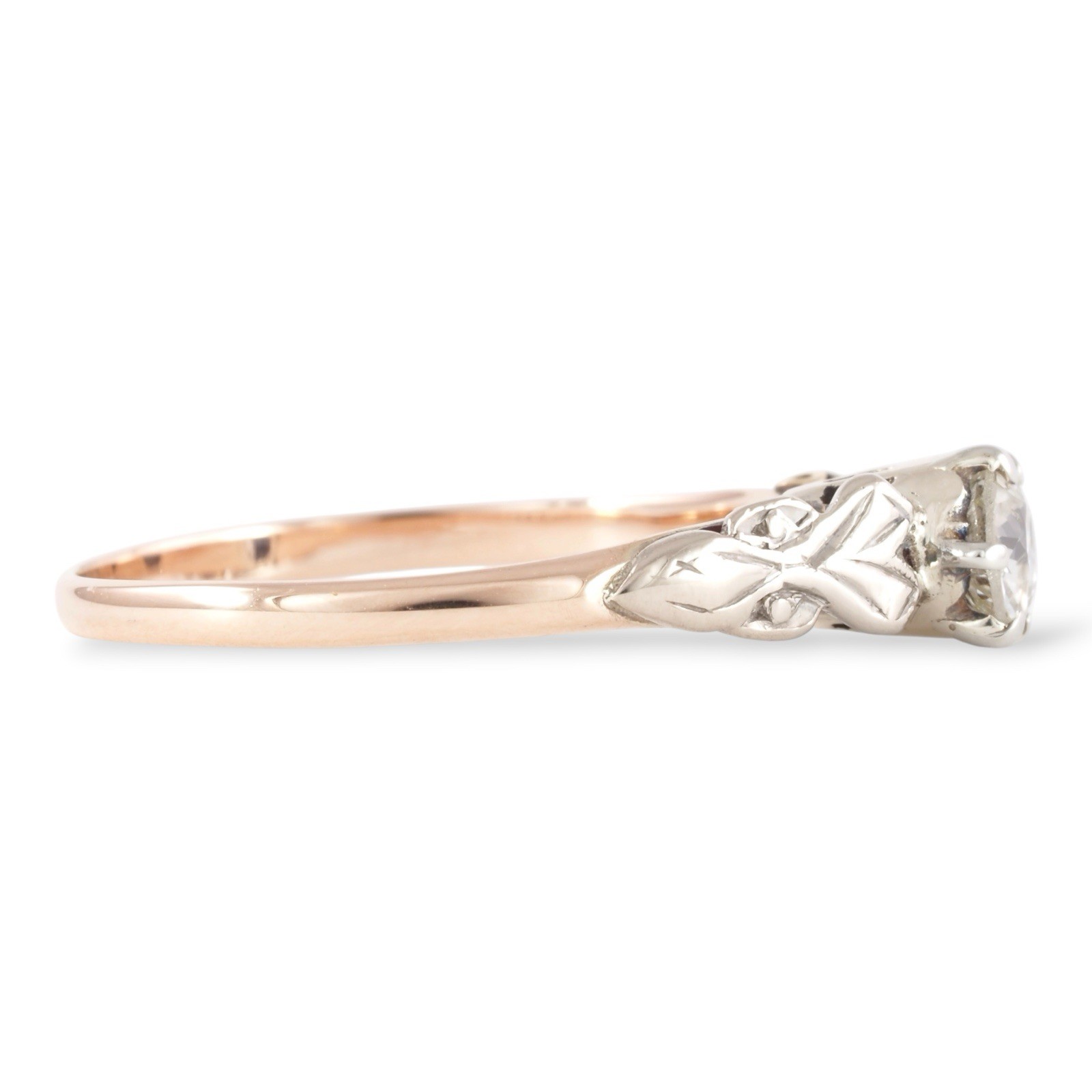 LUMINOUS POISE 1920s Deco 18K Gold & Platinum Set Old European Cut Diamond Ring
