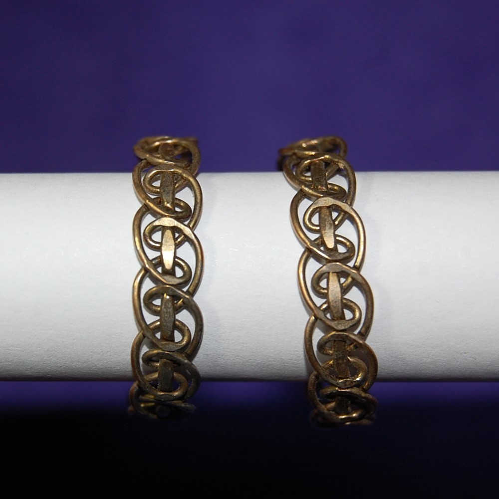 Pair of Vintage Antiqued Gold Tone Stud Earrings about 1-1/8″ in Diameter