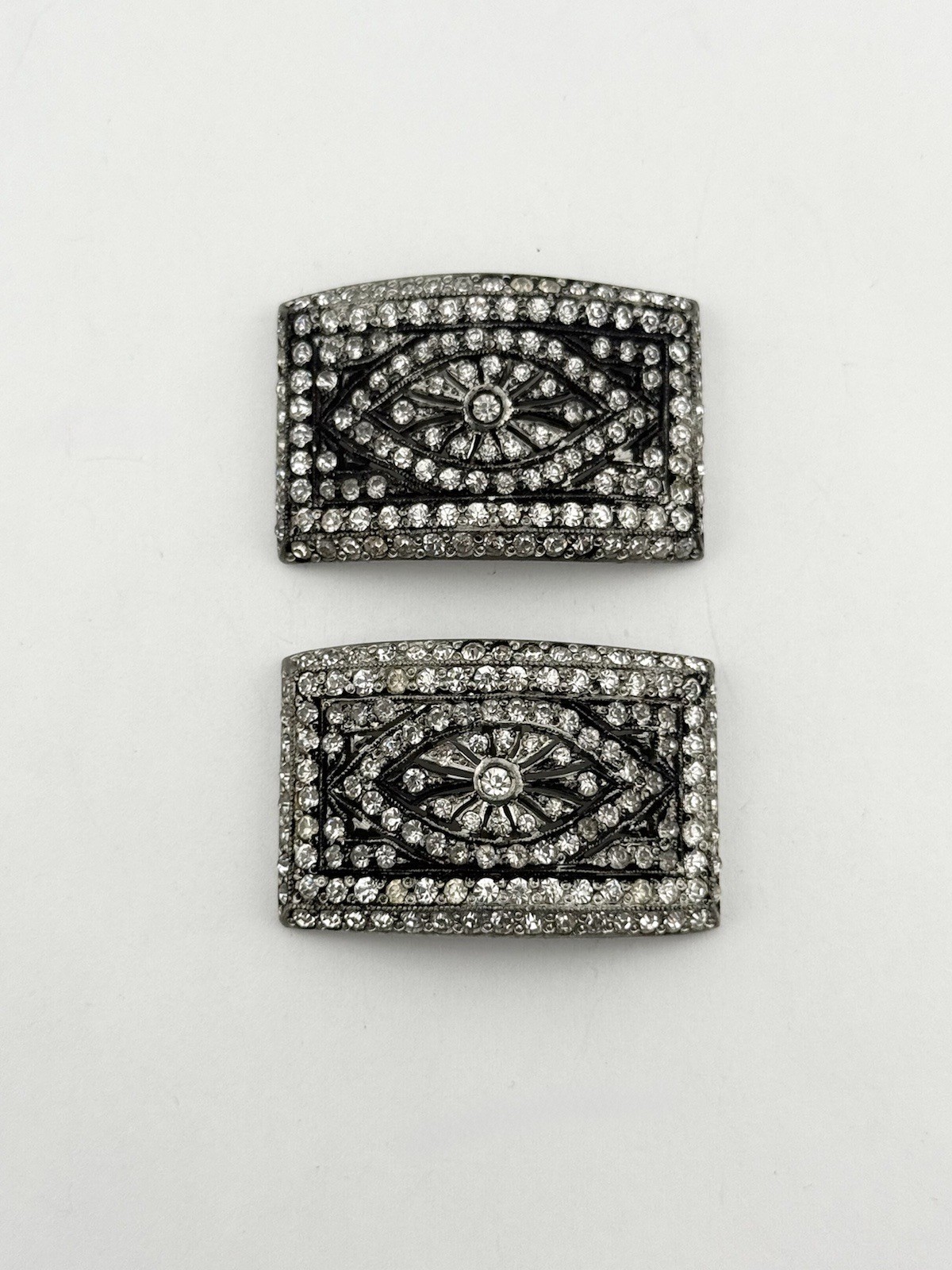 Vintage Fishson Henry Fishel & Son Silverite Buckles W/ Rhinestones