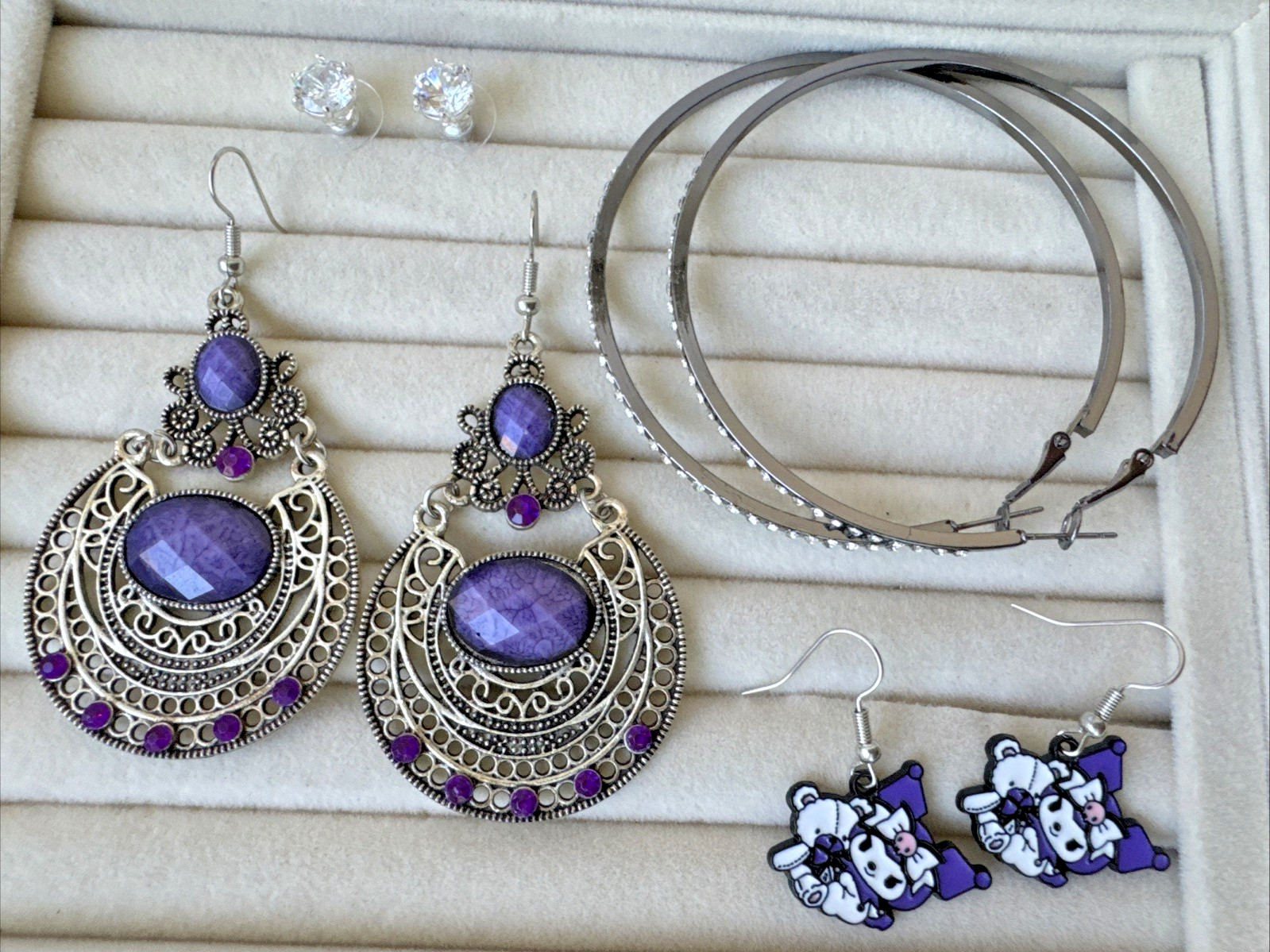 ~4 Pairs of Earrings~ LOT Jewelry VTG-now Girly Kuromi purple 1990s 2000s y2k
