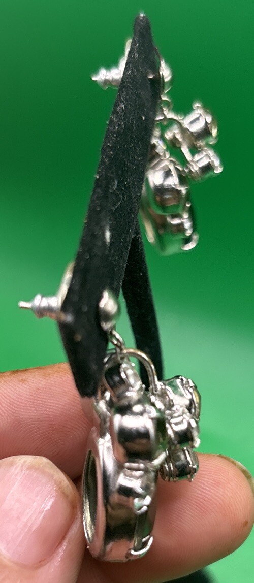 Vintage Clear Gray Prong Set Rhinestone Cluster Post Earrings