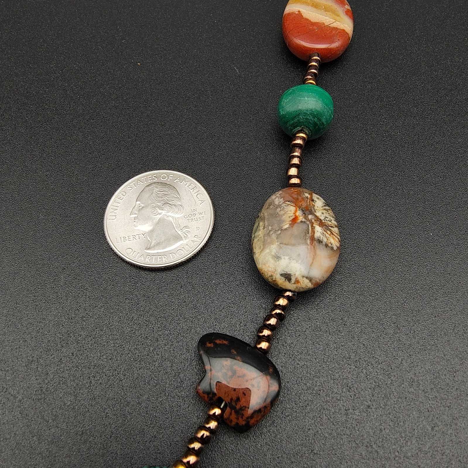 Vintage Southwestern Style Beaded Necklace Stone Bear Fetish Earthy Boho