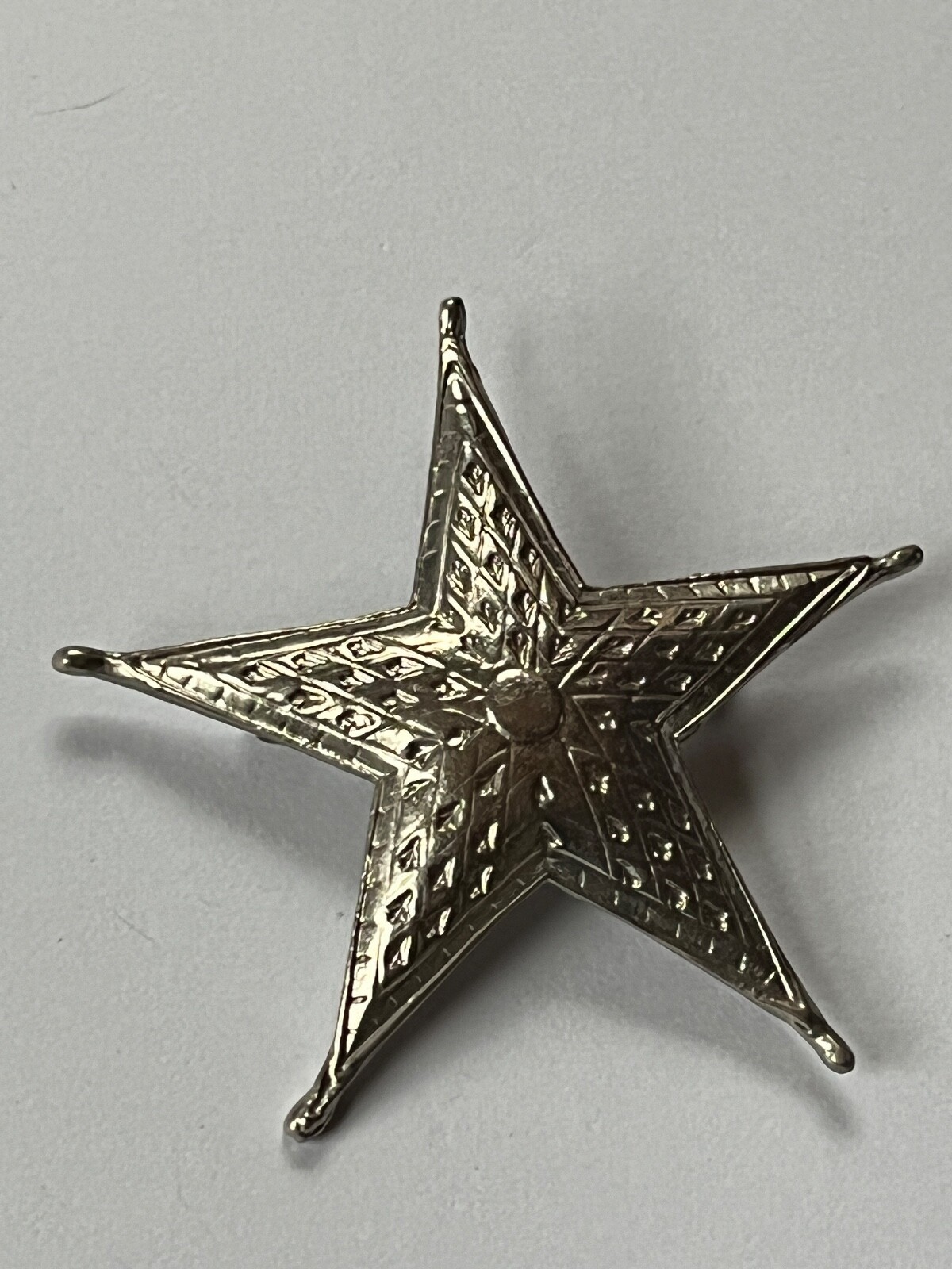 Vintage Large Etched Star w Pinched Ends Brooch Pin – 2 and 3/8th’s inches in