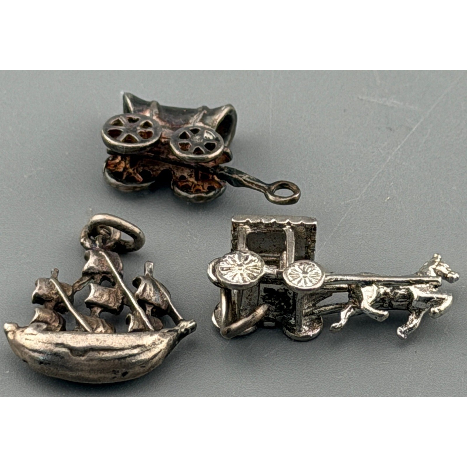Vintage Sterling Charm Lot Horse Wagon Ship Niagara Falls Souvenir Charms