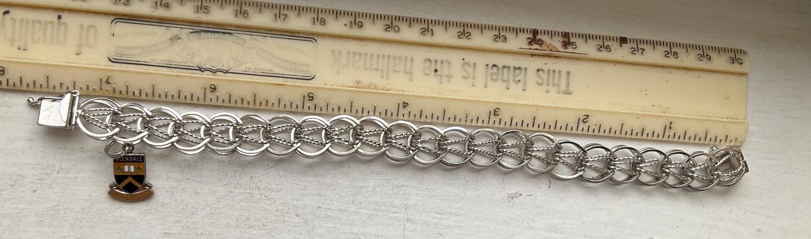 Vintage Starter SILVER CHARM BRACELET Wearable 7 1/8” USA Made Patent