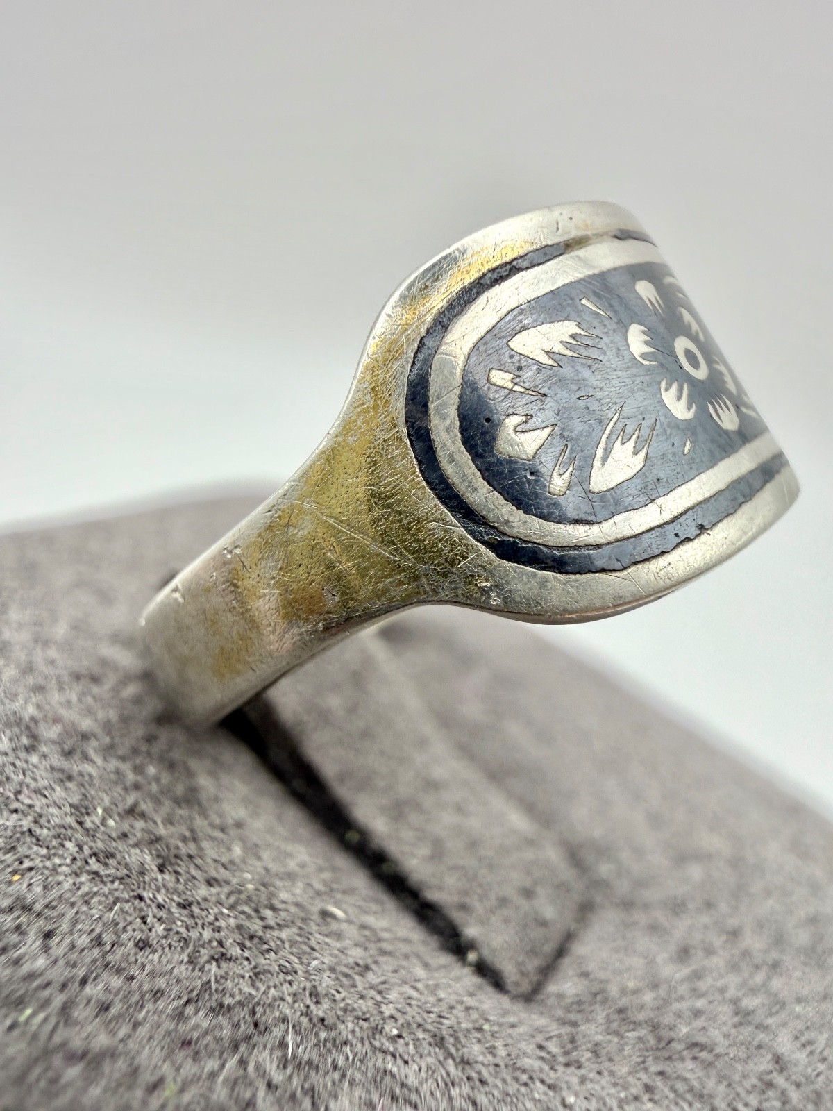 Vintage Ring with niello Sterling Silver 875 USSR time Women Jewelry size 7,5.
