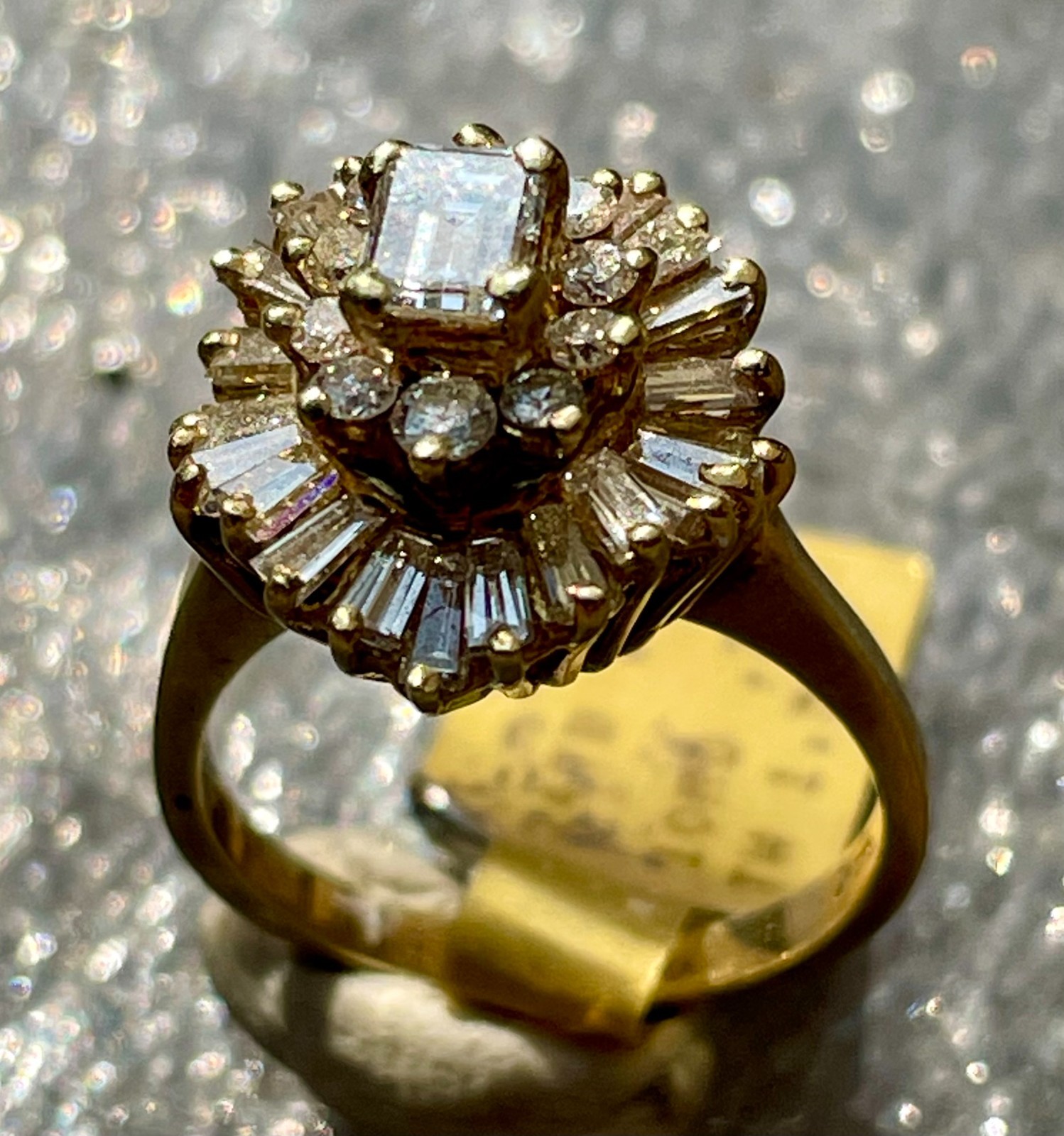 Vintage 14kt Gold Ballerina Cocktail Ring set with 1.53tcw Fine Diamonds, Size 5