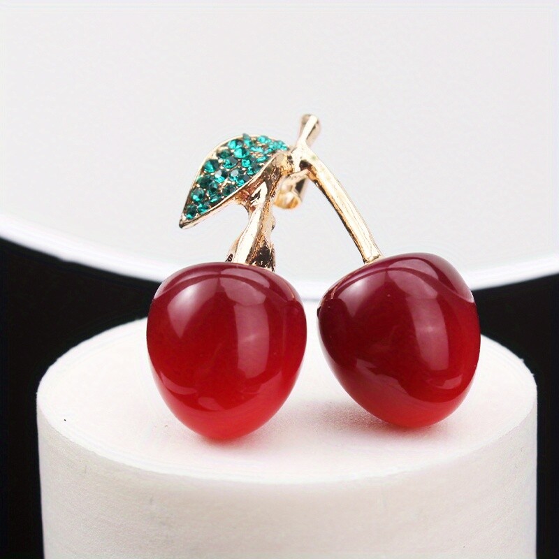 Cute Sweet Girl Simple Fashion Fruit Cherry Brooch Women Men Jewelry Gift