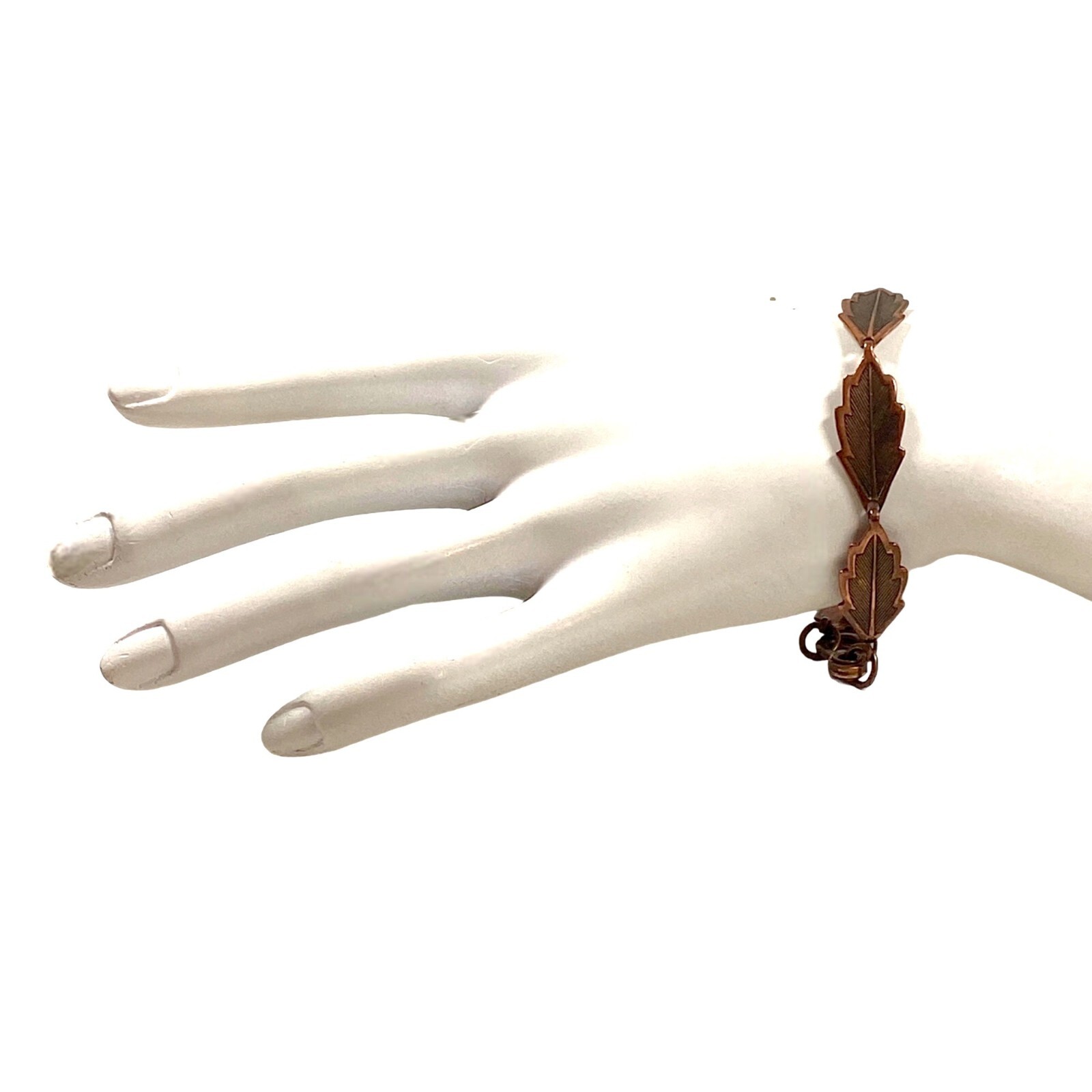 Vintage Copper Bracelet 8” Western Oak Leaf Link Bohemian Indie Cowgirl Gift