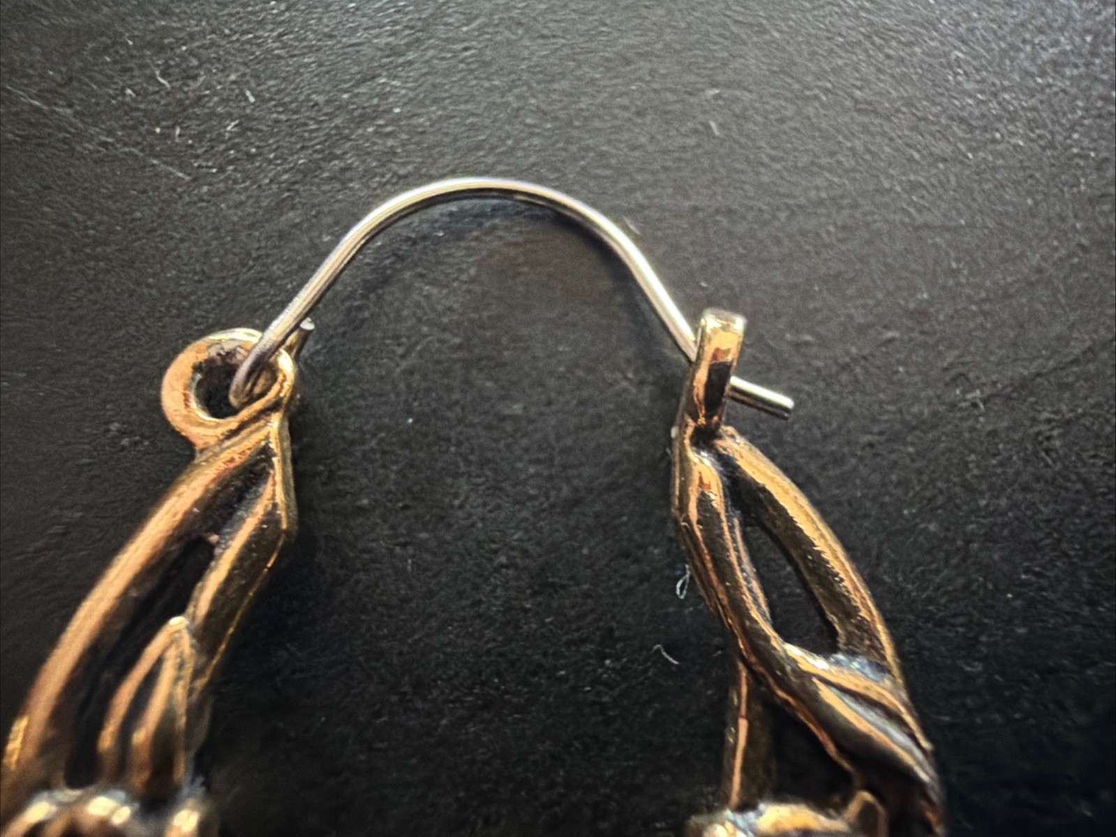 Vintage Avon Mid Century Mod Antiqued Golden Rosette Hoop Pierced Earrings