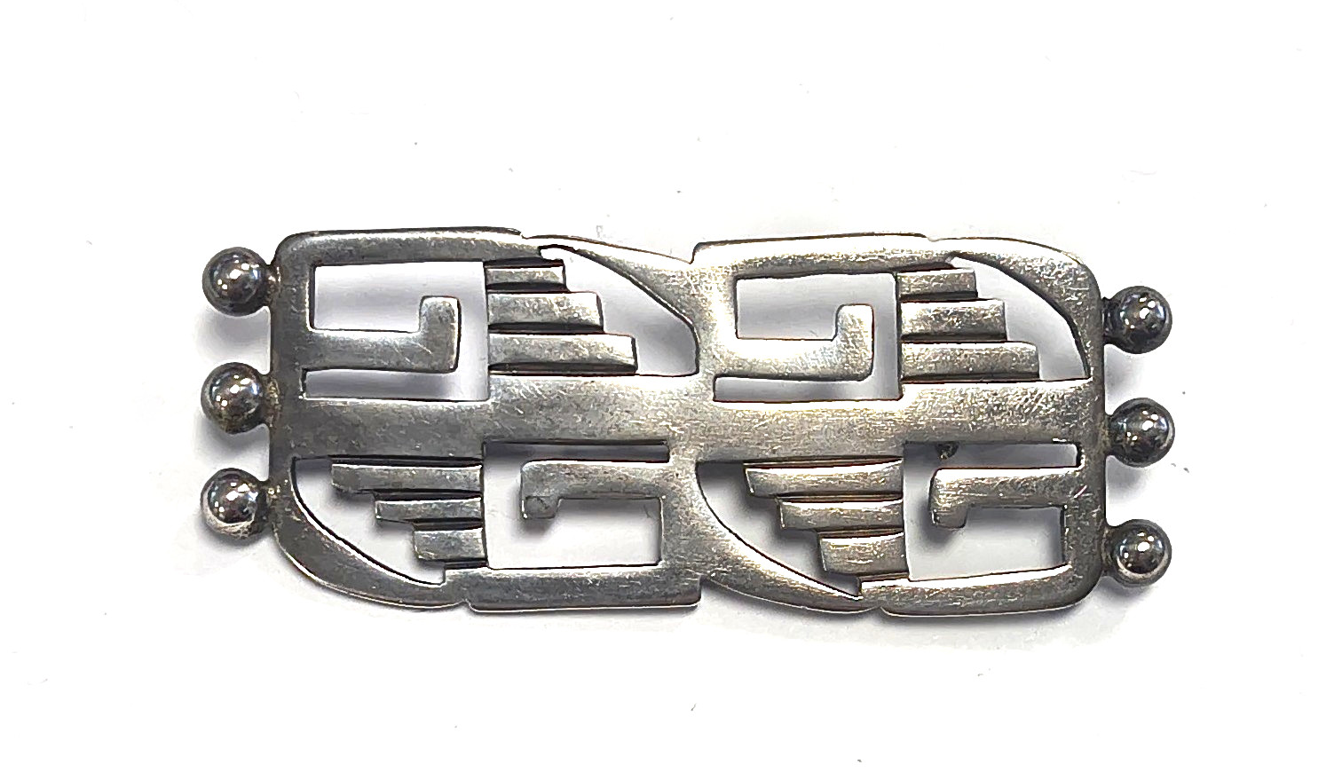 Vintage 1940’s Taxco Mexico 980 Sterling Silver Pre Columbian Design Brooch Pin