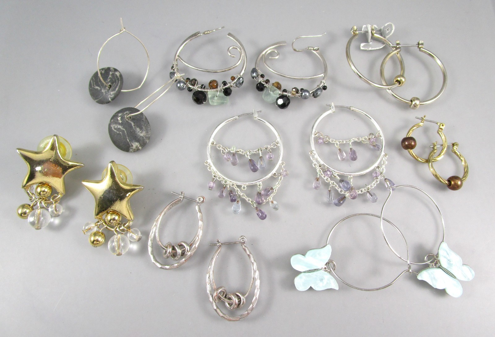 Vtg Mod Retro Gold Tone Multi Styles LOT 8 Post Pierced Earrings 177e