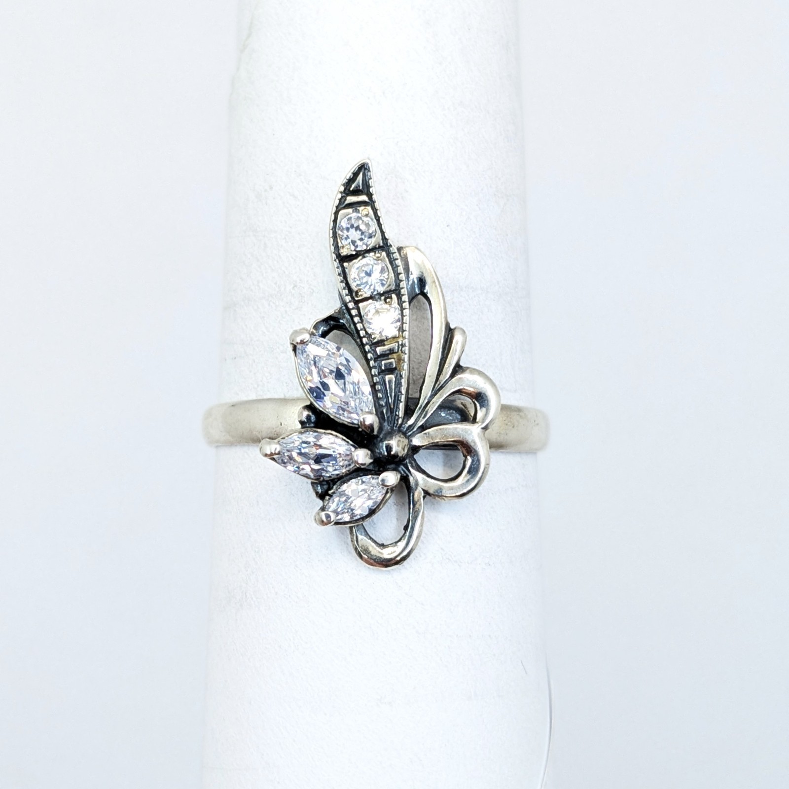 Vintage Luxury RING Silver 925 with Bright Stones-size: 9.5US(19.5mm) Ukraine#79