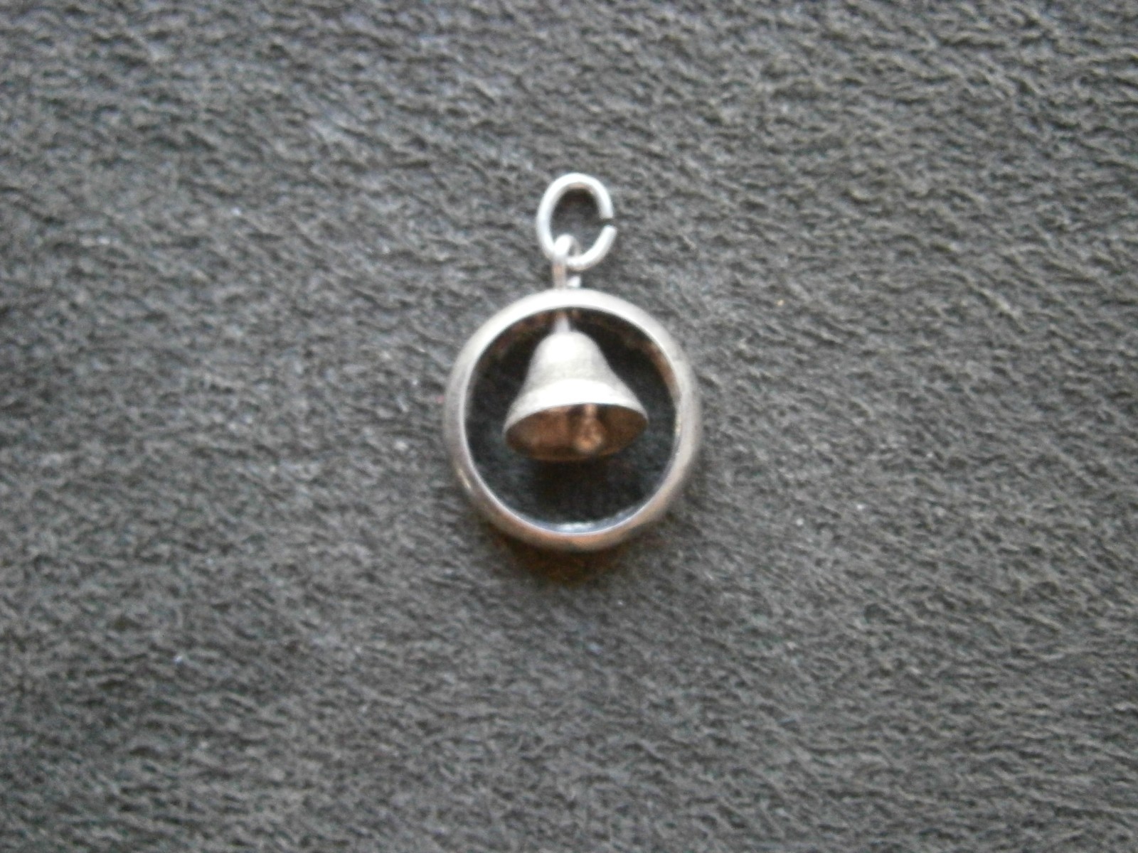 Bell Dangling in Circle Vintage 1940s Sterling Silver Bracelet Charm Pendant