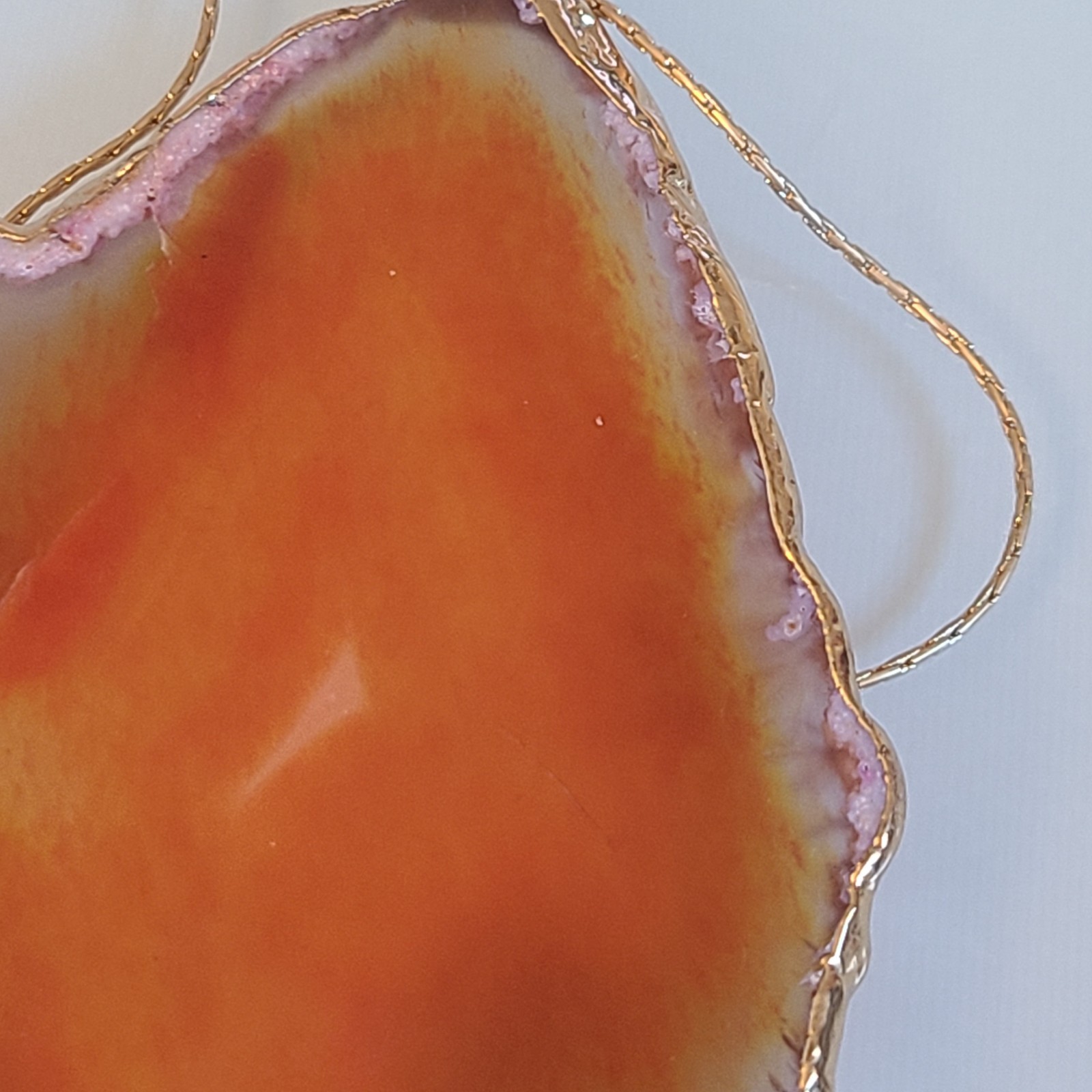 Extra Large Red Agate Geode Slice Pendant VINTAGE WITH 925 SNAKE CHAIN 32 INCHES