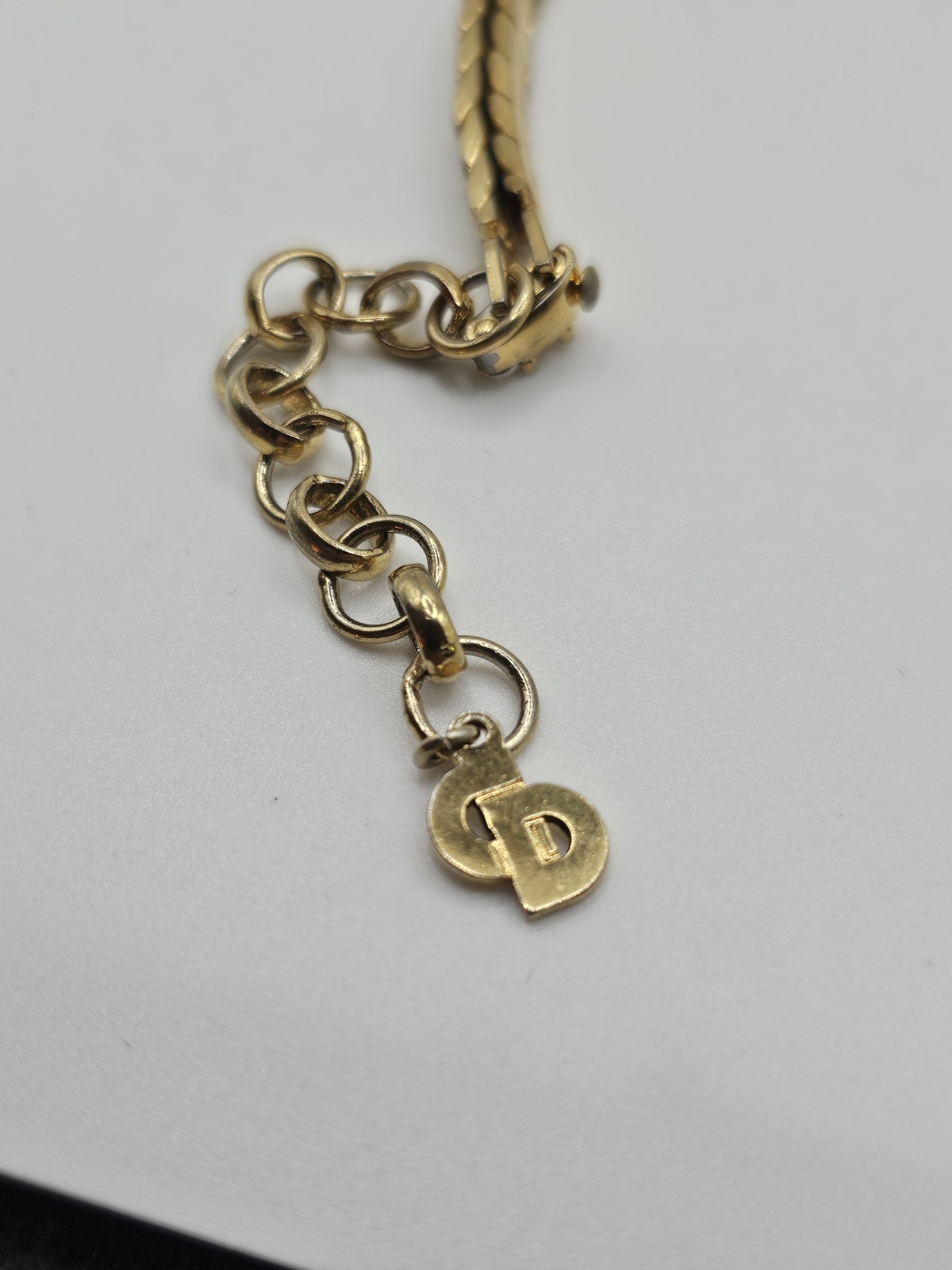 Vintage Christian Dior Gold Tone Necklace w/Purple Lozenge Cut Stone