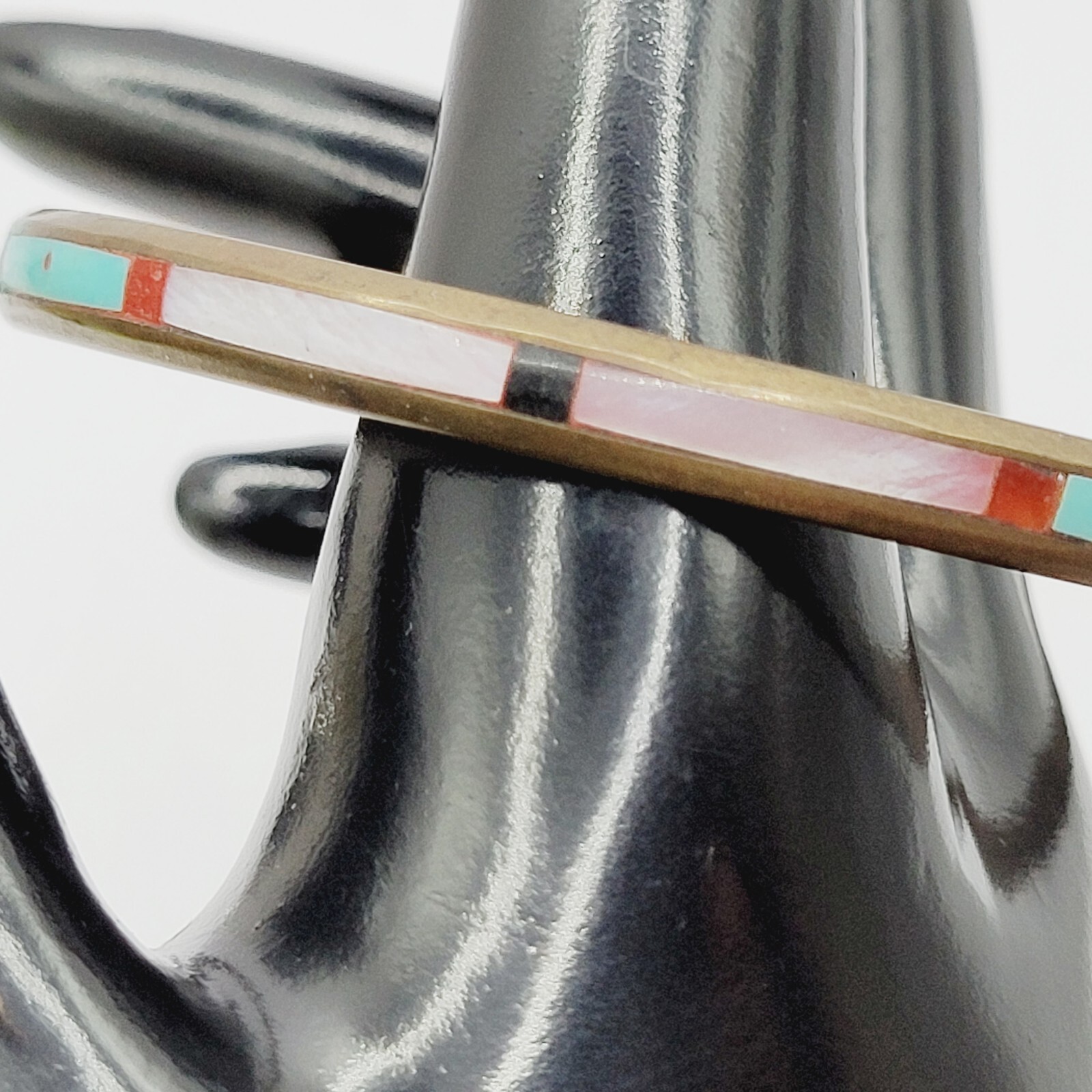 Handmade Southwestern Colorful Multi Stone Thin Inlay Vintage Bangle Bracelet