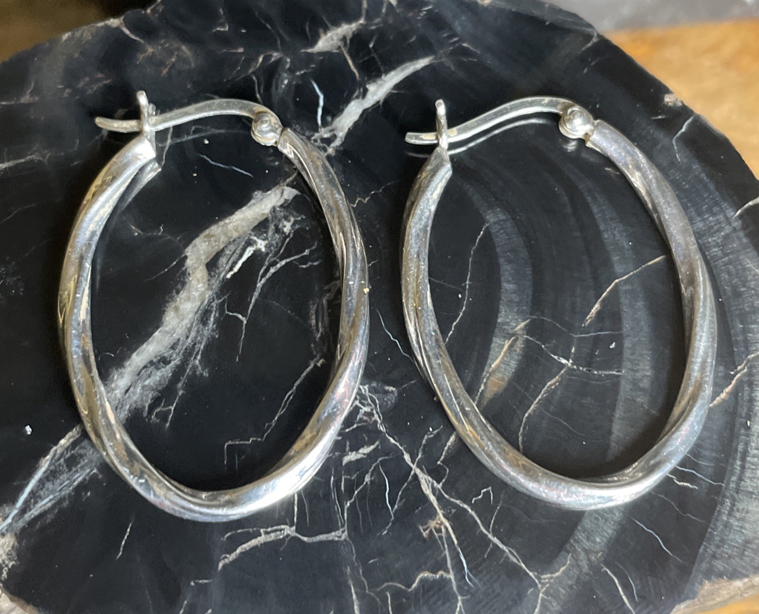 Vintage Sterling Silver Rope Twist Pattern Hoop Earrings