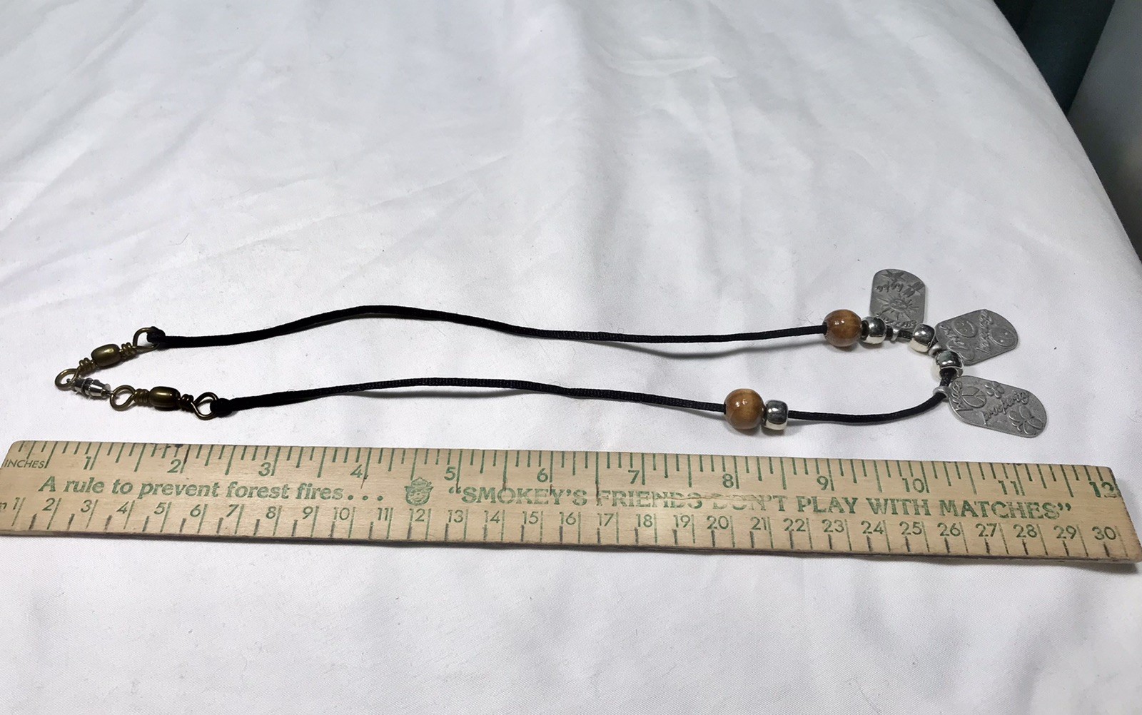Vintage Necklace 2000s Dog Tag Tags Peace Love Happiness Rope Y2K