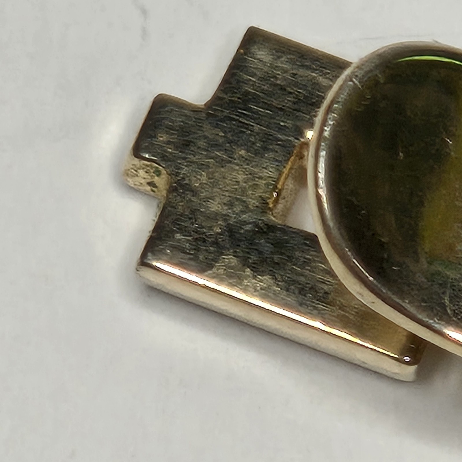 Vintage Swank Gold Tone Tie Clip Geometric Brick Watchband Link Mid Century MCM