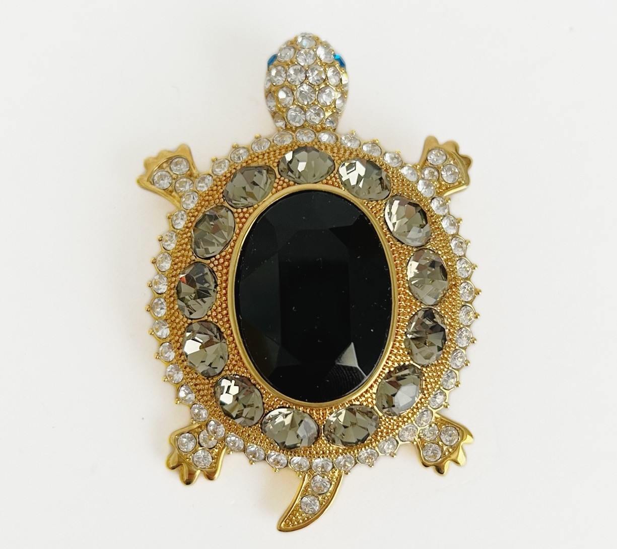HSN Princess Amanda Borghese LARGE Rhinestone Turtle Brooch Pin Pendant