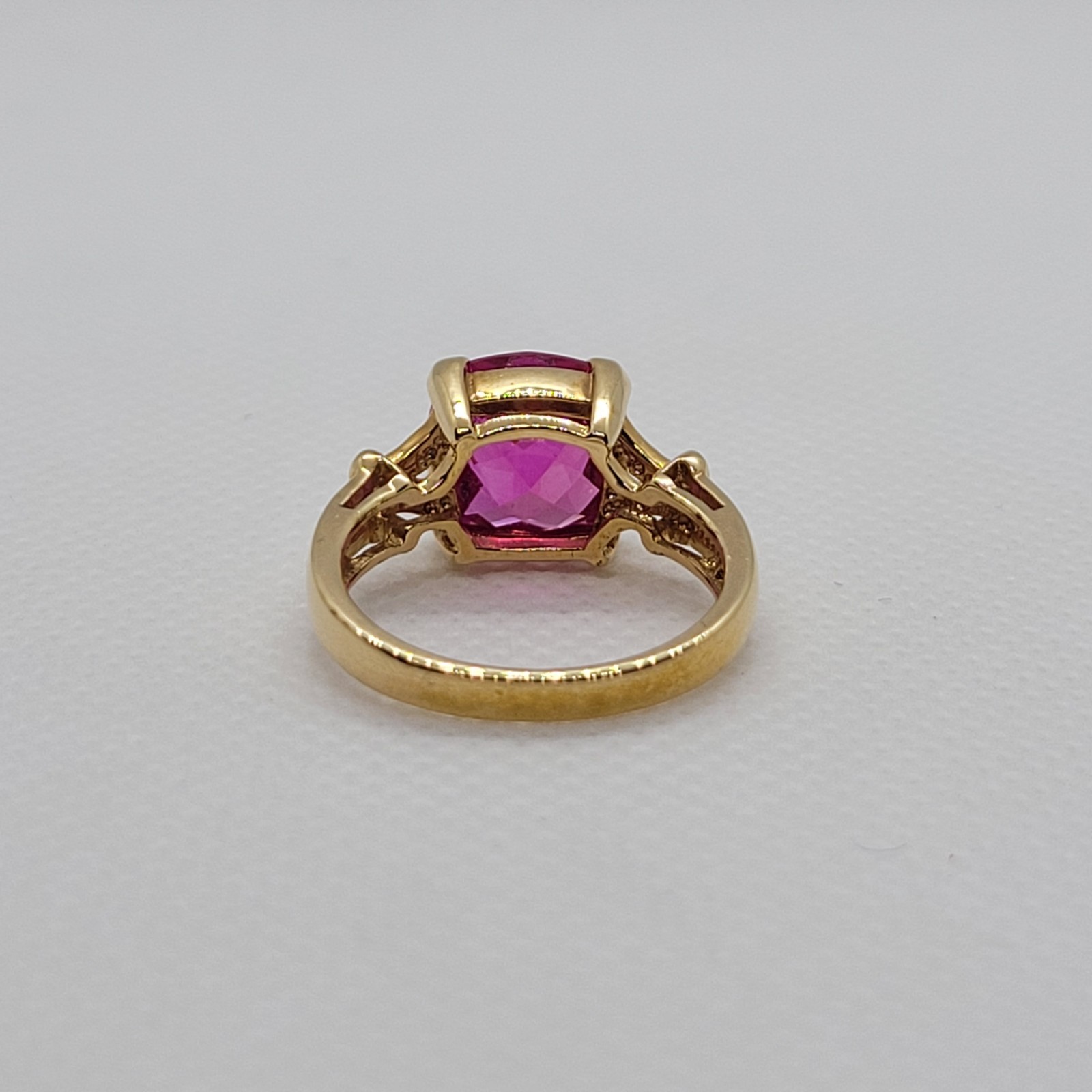 Vtg Ross Simons Gold Vermeil Sterling 925 Cushion Cut Pink Glass Stone Size 7