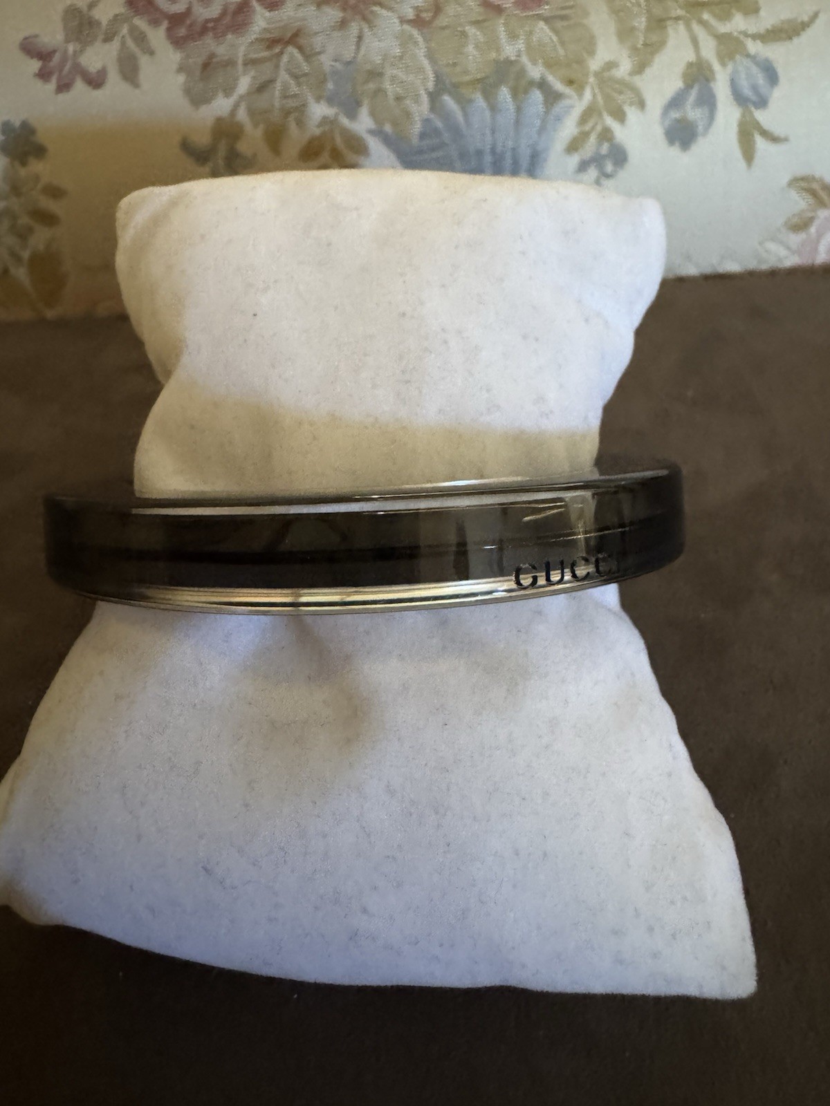 Authentic Vintage Gucci Black & Clear Lucite Bangle Bracelet New With Tags