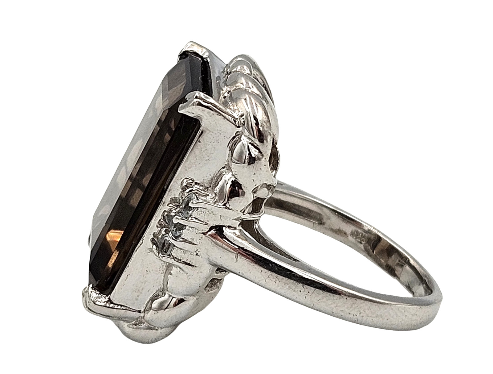 JZ Jewelry W1213 Sterling Silver Smoky Quartz Ring Size 6.5