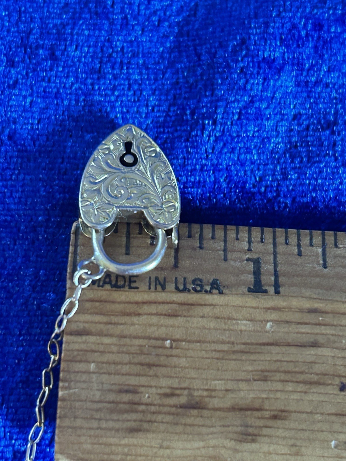 Vintage Circa30s 9ct Solid Gold Padlock Pendant or Charm With Floral Scrolls Old