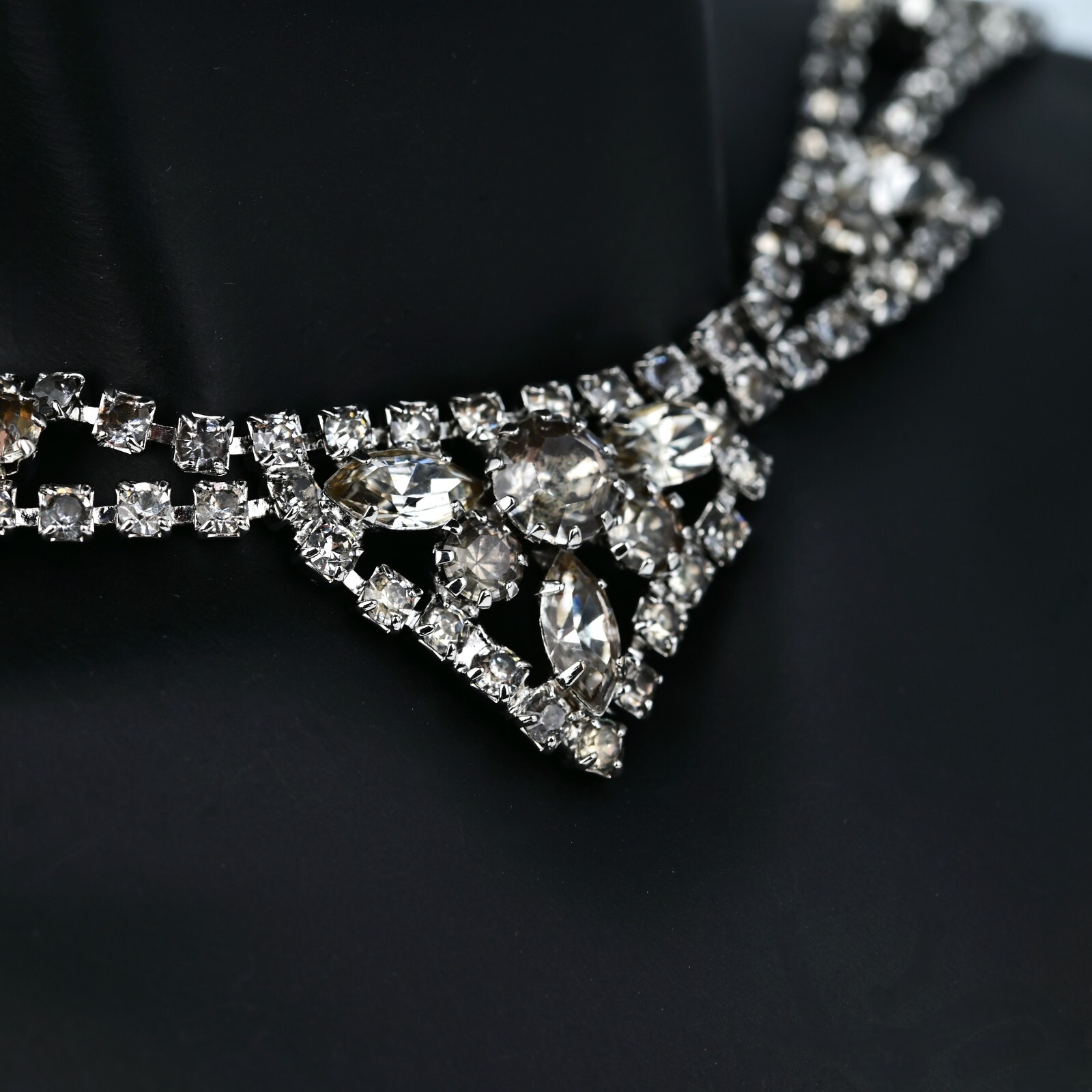 Original Vintage Designer Deco Zirconia Moissanite Gemstone Estate Necklace