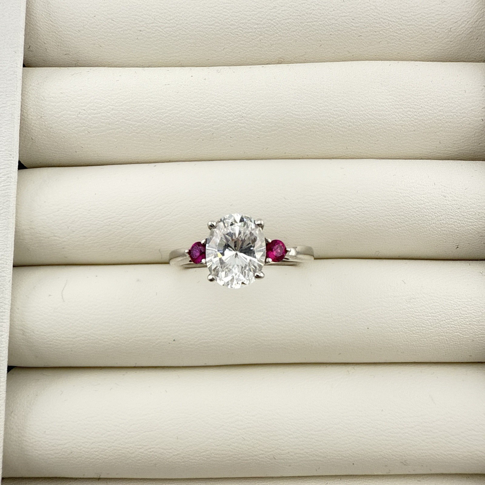 Jean Dousset Sterling Silver Ring Oval Cocktail Gemstone Pink sz 9 HSN Luxury JD