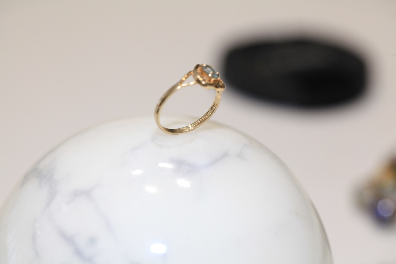 1980s–1990s Vintage Tested Blue Quartz Heart Ring 18k Electroplated Womens 6.75