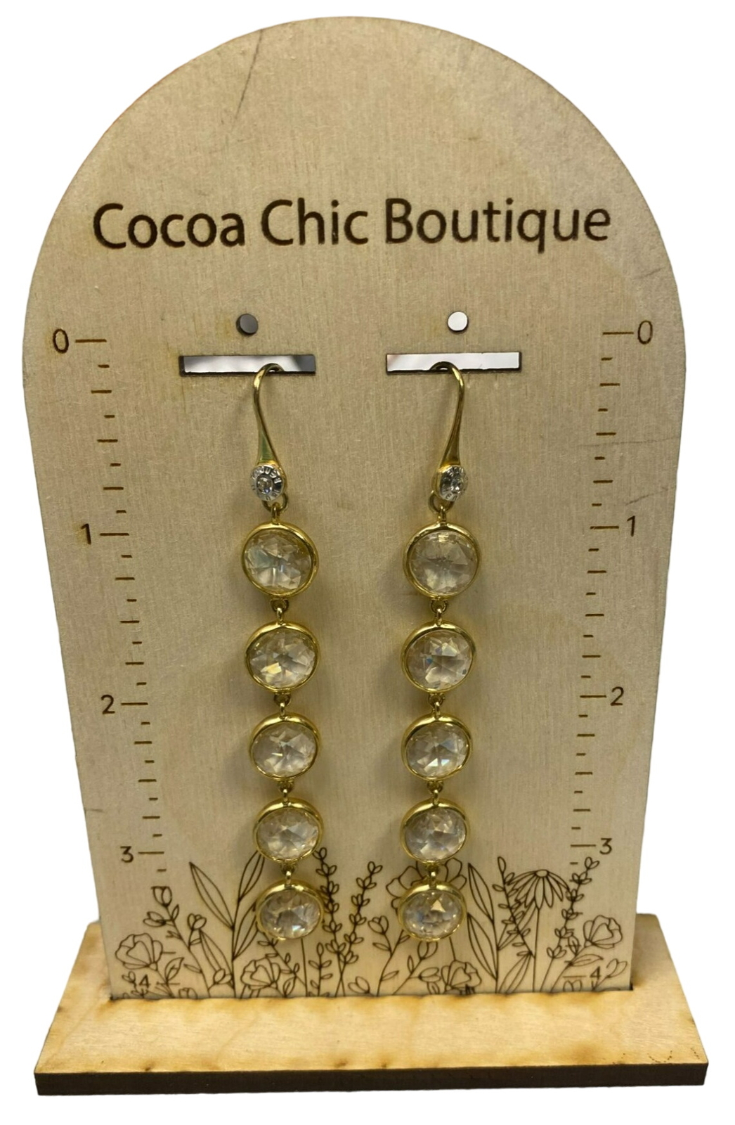 Vintage Henri Bendel Gold tone and Chrystal Drop Pierced Earrings