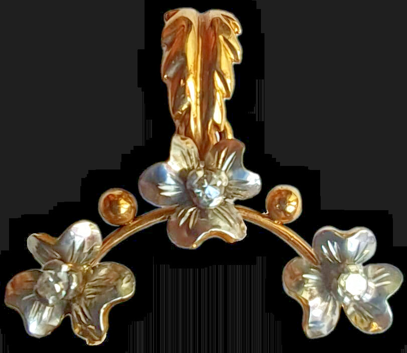 Antique Art Nouveau 18K Gold Virgin Mary Pendant Rose Cut Diamonds c1900