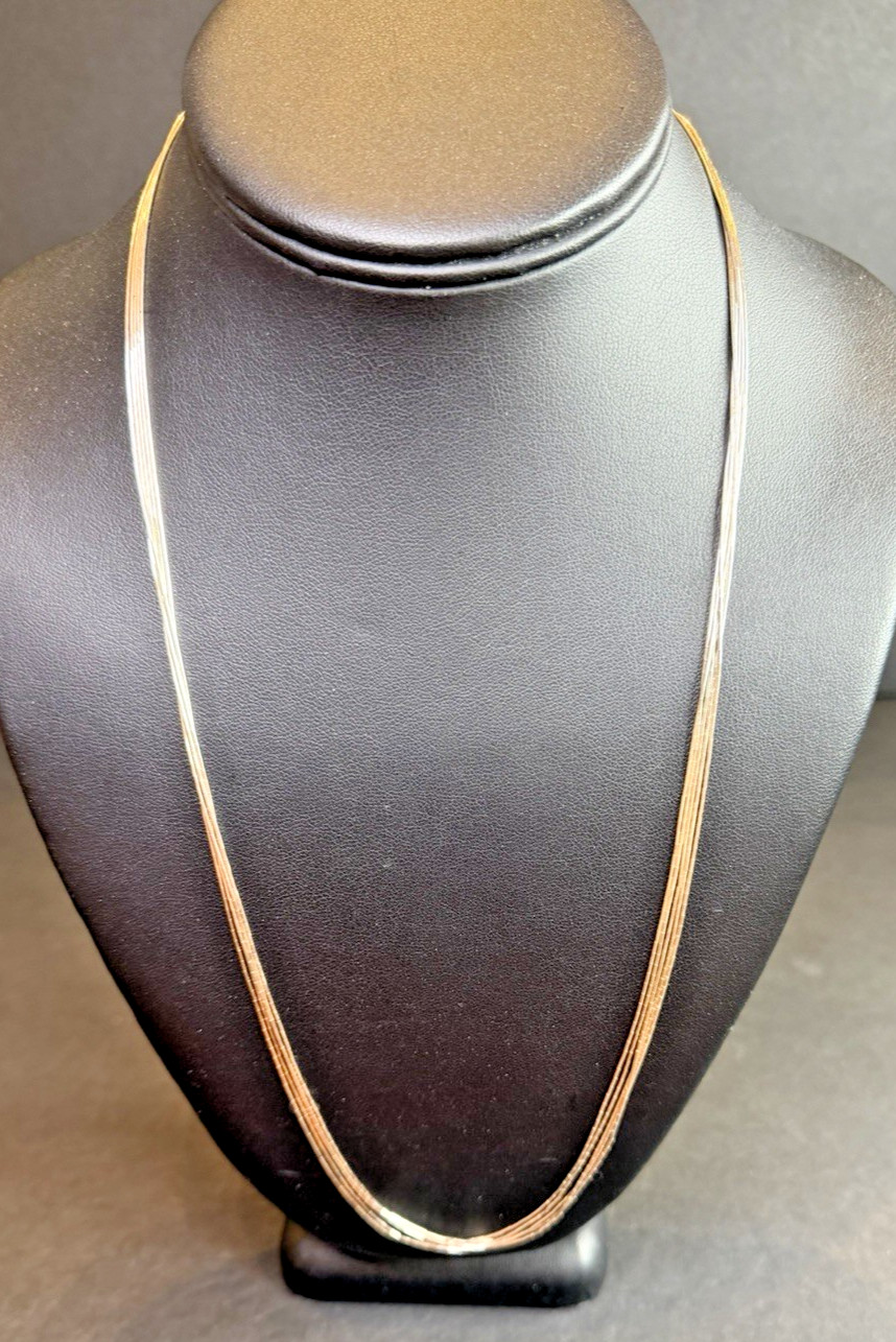 Vintage 25″ Long Five Strand Liquid Sterling Silver Necklace With Hook Clasp