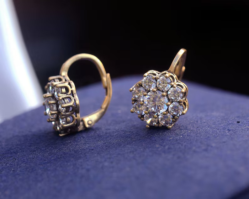 Art Deco 1.20Ct Round Lab Created Diamond 14K Gold Finish Drop/Dangle Earrings