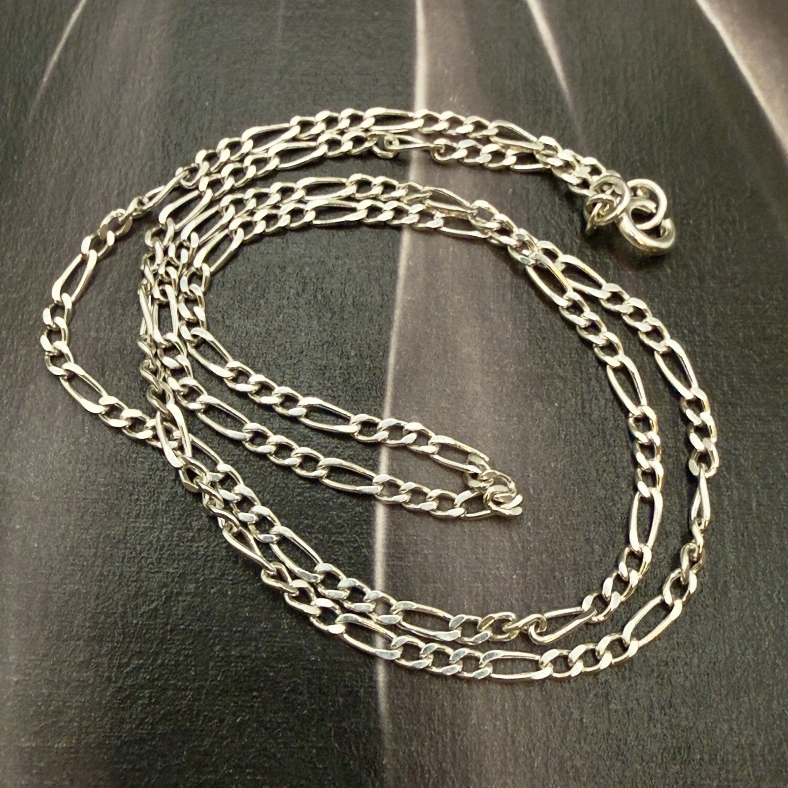 Delightful 925 Sterling Silver Vintage Figaro Chain- 18.75″ – #2023